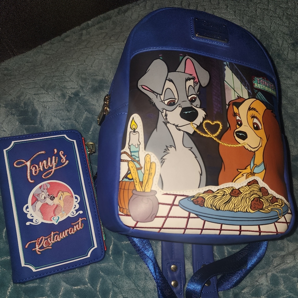 Lady and the Tramp Loungefly Backpack and Matching Wallet